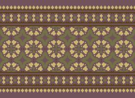 Cross Stitch Border. Embroidery Cross Stitch. Ethnic Patterns. Geometric Ethnic Indian pattern. Native Ethnic pattern.Texture Textile Fabric Clothing Knitwear print. Pixel Horizontal Seamless Vector. vector