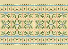 Cross Stitch Border. Embroidery Cross Stitch. Ethnic Patterns. Geometric Ethnic Indian pattern. Native Ethnic pattern.Texture Textile Fabric Clothing Knitwear print. Pixel Horizontal Seamless Vector. vector