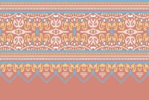 Cross Stitch. Geometric ethnic patterns. Design for Saree, Patola, Sari, Dupatta, Vyshyvanka, rushnyk, dupatta, Clothing, fabric, batik, Knitwear, Embroidery, Ikkat, Pixel pattern. Traditional Design. vector