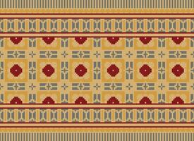 Cross Stitch Border. Embroidery Cross Stitch. Ethnic Patterns. Geometric Ethnic Indian pattern. Native Ethnic pattern.Texture Textile Fabric Clothing Knitwear print. Pixel Horizontal Seamless Vector. vector