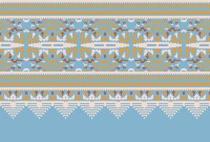 Cross Stitch. Geometric ethnic patterns. Design for Saree, Patola, Sari, Dupatta, Vyshyvanka, rushnyk, dupatta, Clothing, fabric, batik, Knitwear, Embroidery, Ikkat, Pixel pattern. Traditional Design. vector