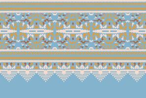 Cross Stitch. Geometric ethnic patterns. Design for Saree, Patola, Sari, Dupatta, Vyshyvanka, rushnyk, dupatta, Clothing, fabric, batik, Knitwear, Embroidery, Ikkat, Pixel pattern. Traditional Design. vector