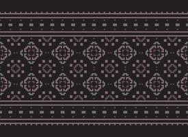 Cross Stitch Border. Embroidery Cross Stitch. Ethnic Patterns. Geometric Ethnic Indian pattern. Native Ethnic pattern.Texture Textile Fabric Clothing Knitwear print. Pixel Horizontal Seamless Vector. vector