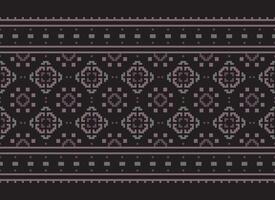 Cross Stitch Border. Embroidery Cross Stitch. Ethnic Patterns. Geometric Ethnic Indian pattern. Native Ethnic pattern.Texture Textile Fabric Clothing Knitwear print. Pixel Horizontal Seamless Vector. vector