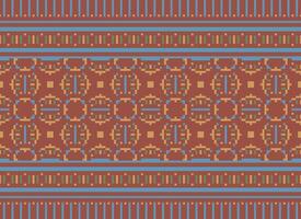 Cross Stitch Border. Embroidery Cross Stitch. Ethnic Patterns. Geometric Ethnic Indian pattern. Native Ethnic pattern.Texture Textile Fabric Clothing Knitwear print. Pixel Horizontal Seamless Vector. vector