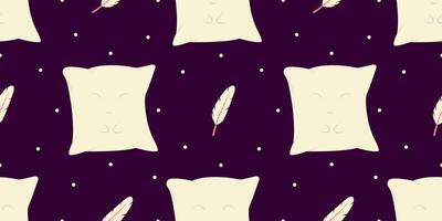 Seamless pattern of pillow and feathers. Sleep concept. Vector illustration