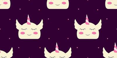 Seamless pattern of cute unicorn is sleeping. Sleep concept. Vector illustration