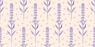 Seamless pattern with lavender. Summer background. Packaging design, textiles in retro rustic style. Vector illustration