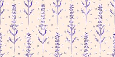 Seamless pattern with lavender. Summer background. Packaging design, textiles in retro rustic style. Vector illustration