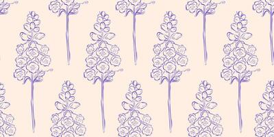 Seamless pattern with foxglove or digitalis. Summer background. Packaging design, textiles in retro rustic style. Vector illustration