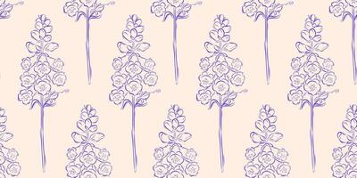 Seamless pattern with foxglove or digitalis. Summer background. Packaging design, textiles in retro rustic style. Vector illustration