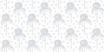 Seamless pattern with hydrangea. Summer background. Packaging design, textiles in retro rustic style. Vector illustration