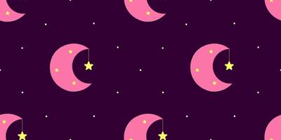 Seamless pattern of moon with stars. Sleep concept. Vector illustration