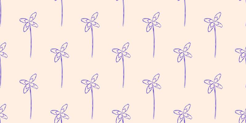 Seamless pattern with clover leaf. Spring or summer background. Packaging design, textiles in retro rustic style. Vector illustration