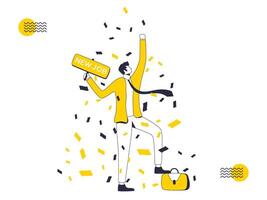 Vector illustration of a businessman celebrating success. Successful business concept.