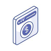 obtener esta increíble icono de sitio web monetización en isométrica estilo vector