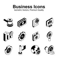 Get your hold on this creatively crafted business and finance isometric icons vector