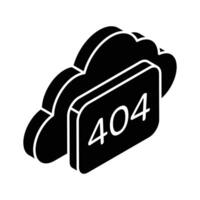 404 error with cloud showing concept isometric icon of cloud error vector