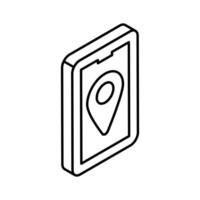 Placeholder inside mobile screen denoting concept isometric icon of mobile location, mobile navigation vector