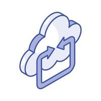 Grab this beautiful icon of cloud syncing, cloud update vector design