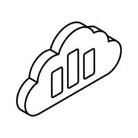 agarrar esta creativamente diseñado isométrica icono de nube análisis vector