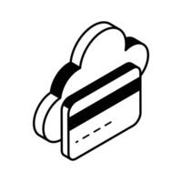 Atm card with cloud concept isometric icon of cloud payment, online payment vector