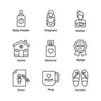 Visually appealing mothers day icons set, ready for premium use vector