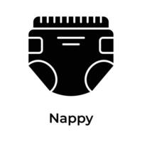 Baby diaper, premium icon of baby nappy in modern style vector