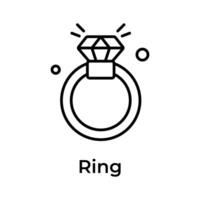 Creatively designed icon of precious diamond ring, mothers day gift vector
