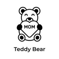 A teddy bear holding heart showing concept icon of mothers day celebration vector