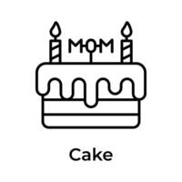 Cake with candles, mothers day celebration, happy mothers day icon vector