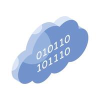 Cloud binary coding vector isometric icon in modern style