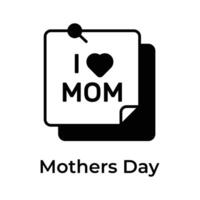 Unique and trendy mothers day icon design, i love mom on sticky notes vector