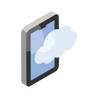 Cloud computing, mobile with cloud, isometric icon of mobile cloud vector