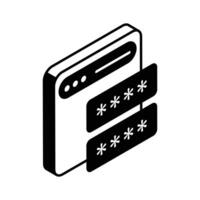 Grab this amazing icon of website password isometric style vector