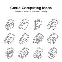 Have a look at this visually appealing cloud computing isometric vectors set