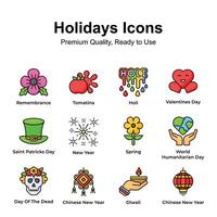 Premium quality holidays icons set, ready to use in websites and mobile apps vector