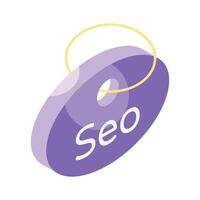 un isométrica vector de seo etiqueta en moderno estilo, editable icono