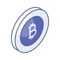 Well designed icon of Bitcoin isometric style, cryptocurrency coin vector design