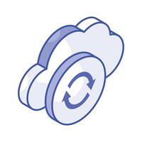 Cloud sync, arrows with cloud, isometric icon of cloud update, easy to use vector