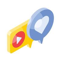 Video message, video conversation isometric icon in trendy style vector