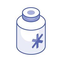 Have a look at this amazing medicine bottle isometric vector in trendy style