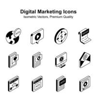 Creatively crafted digital marketing isometric vectors set, ready to use in websites and mobile apps