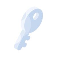 An isometric vector of access key, security key icon design