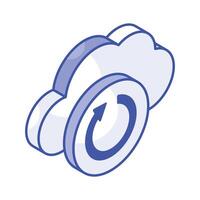 Get your hands on this beautiful icon of cloud updating, cloud syncing vector design