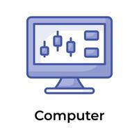 Stock market, trading dashboard icon, vector of computer monitor in modern style