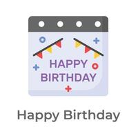 Happy birthday calendar vector design, trendy editable icon