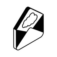 An isometric icon of cloud mail, ready to use and download vector