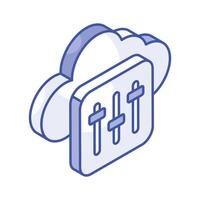 Cloud maintenance, isometric icon of cloud setting, cloud management vector