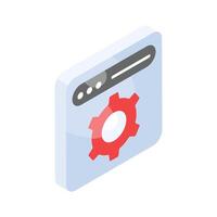 Get your hands on this beautifully designed isometric vector of web development, website configuration icon design